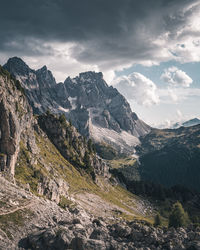 Scenic view of rocky mountains against sky