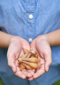 Close-up of man holding ice cream