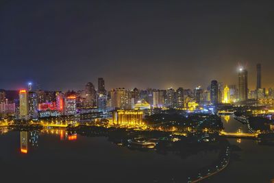 Illuminated city at night