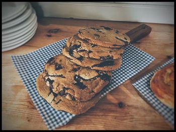 Close-up of food on wooden table