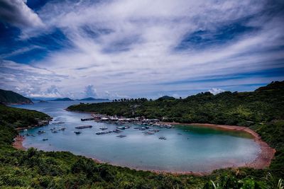 Scenic view of sea against cloudy sky