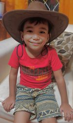 Portrait of child wearing hat