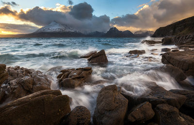 Scenic view of sea against sky during sunset