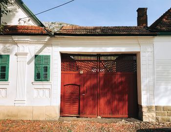 Closed door of building