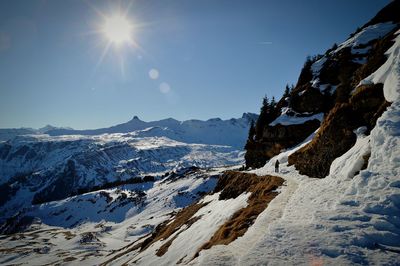 Scenic view of snowcapped mountain against sky