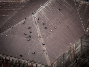 High angle view of buildings on land