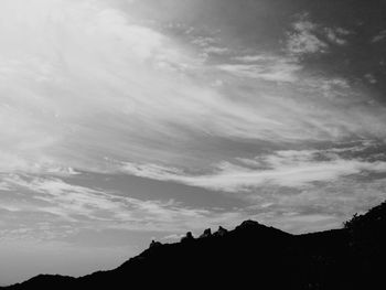 Low angle view of silhouette trees against sky