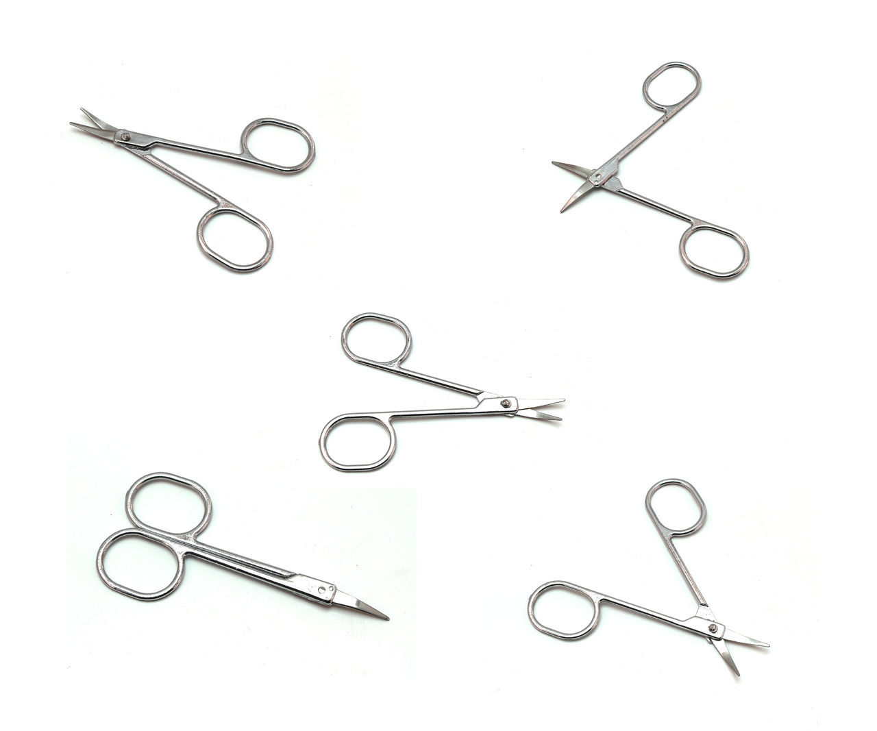 scissors, clip, paper clip, white background, medical equipment, font, no people, indoors, studio shot, body jewelry, office supply, variation, group of objects, metal, healthcare and medicine, cut out, equipment, large group of objects, group, sharp