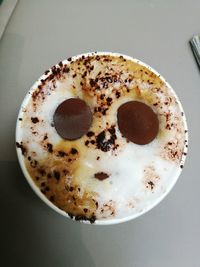 High angle view of coffee on table