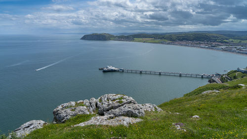 Scenic view of bridge over sea against sky