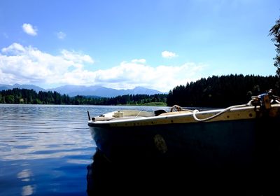 Boats in calm lake