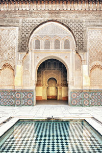 View of ornate entrance of a moroccan building