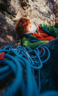 Taking a nap on the crag