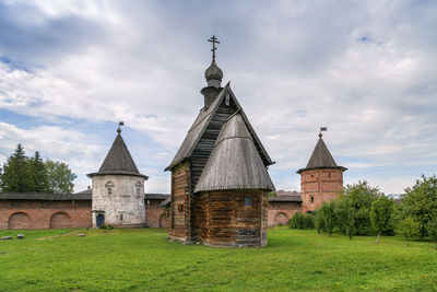 Wall and tower in archangel michael monastery, yuryev-polsky, russia
