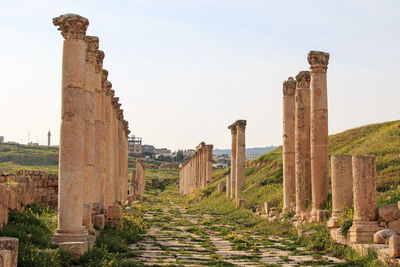 Footpath amidst ruined columns