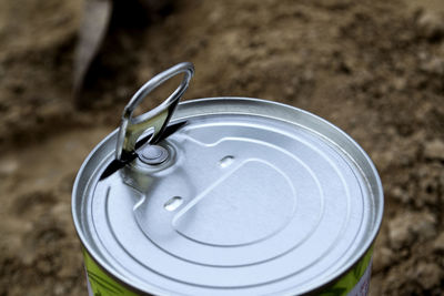 High angle view of drink in container