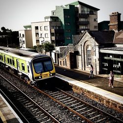 Train on railroad station platform