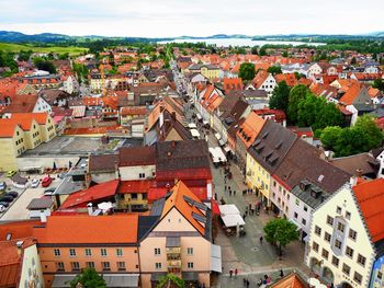 High angle view of townscape against sky