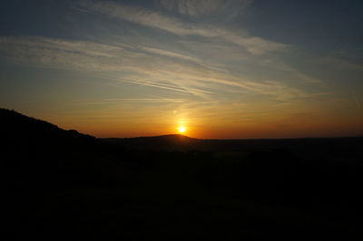 Scenic view of silhouette landscape against sky during sunset