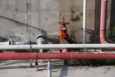 Fire hydrant against wall