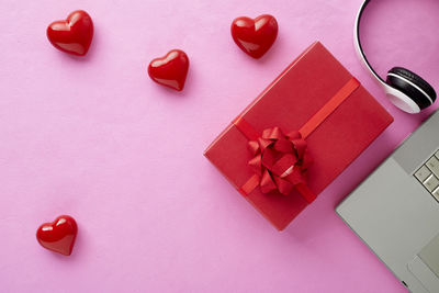 High angle view of heart shape on table