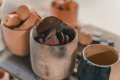 Close-up of ice cream in bowl on table