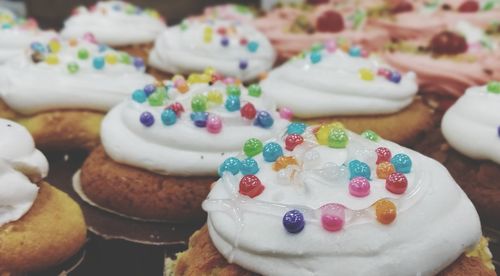 Close-up of cupcakes on table