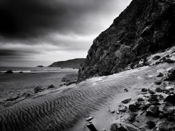 Scenic view of sea against cloudy sky