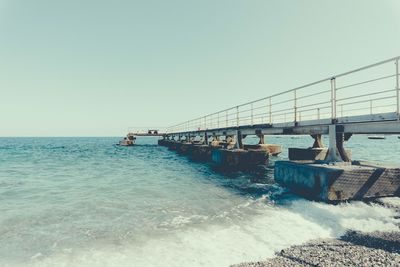 Scenic view of sea against clear sky