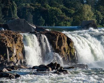 Scenic view of waterfall