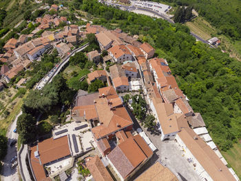 High angle view of townscape and buildings in town