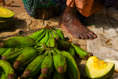 Low section of man working on market