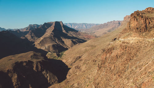 Scenic view of mountains against clear sky