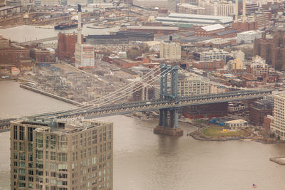 High angle view of manhattan bridge