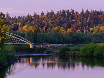 Scenic view of bridge over river against sky