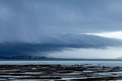 Storm over Þingvallavatnb region and its lac