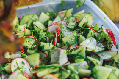 Close-up of chopped vegetables