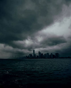 Scenic view of sea against cloudy sky