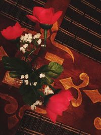 High angle view of rose bouquet