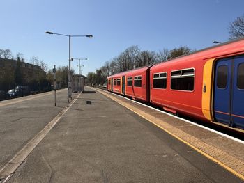 Train on railroad station platform