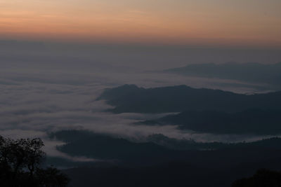 Gradient bright orange sky and the light of the sun