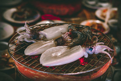 High angle view of fish for sale in market