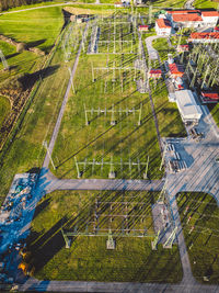 High angle view of railroad tracks