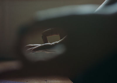 Close-up of hand yoga 