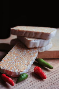 Close-up of burger on cutting board