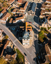 High angle view of buildings in city