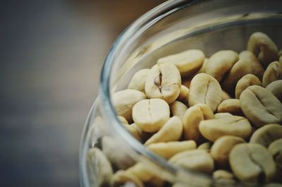 High angle view of coffee bean in jar