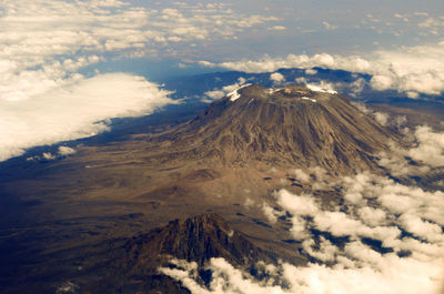 Aerial view of kilimanjaro mount