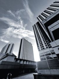 Low angle view of modern buildings against sky