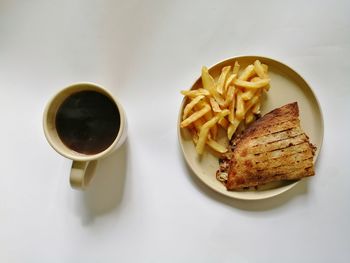 High angle view of breakfast served on plate